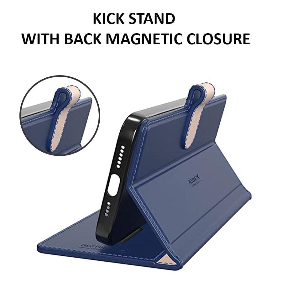 Vivo T3x 5G Aibex PU Leather Flip Cover Foldable Stand & Pocket Magnetic Closure - Aibex